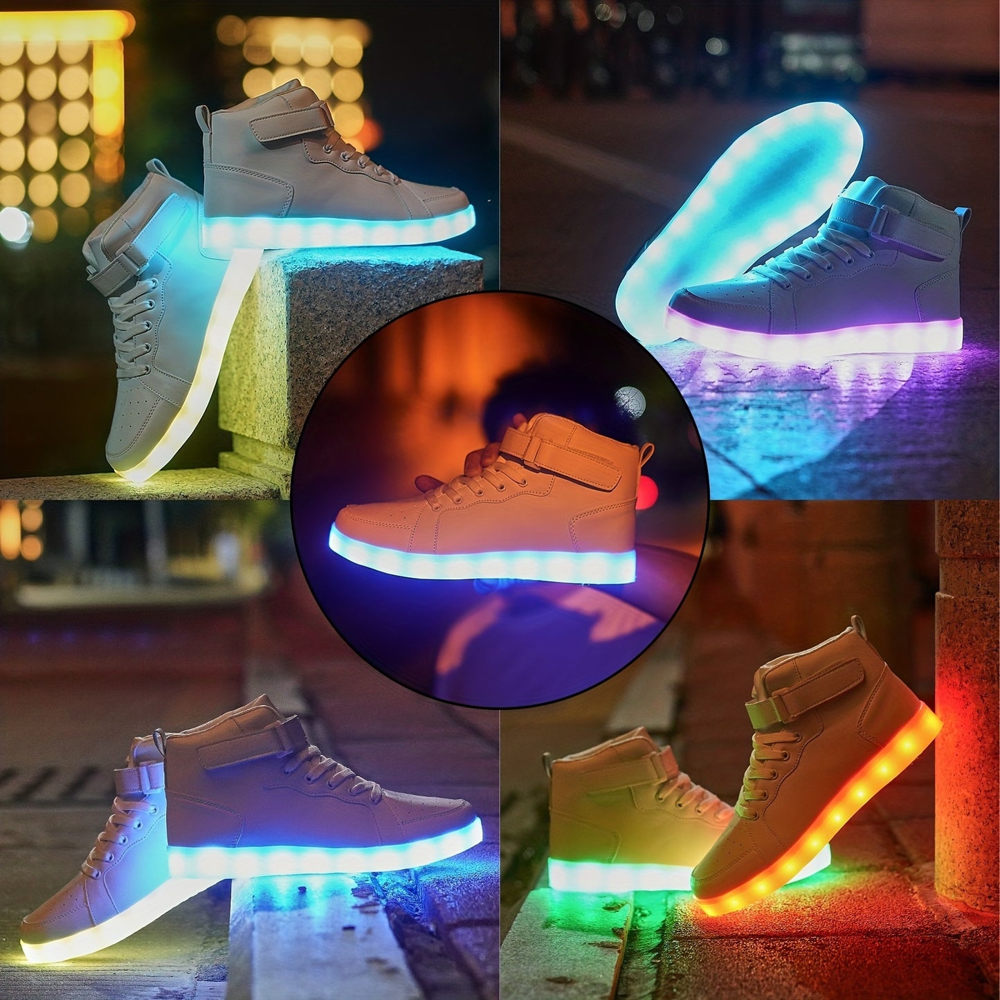 Trendy Led Light Up HighTop Sneakers, USB Charging